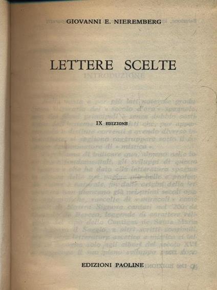 Lettere scelte - Giovanni E. Nieremberg - copertina