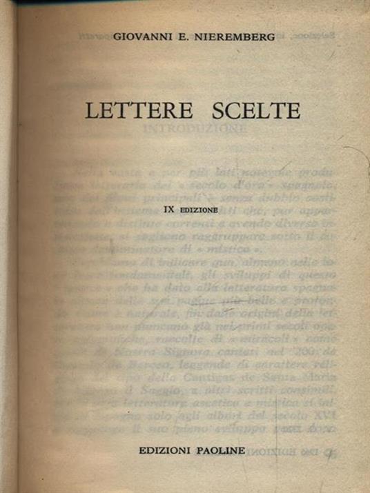 Lettere scelte - Giovanni E. Nieremberg - copertina