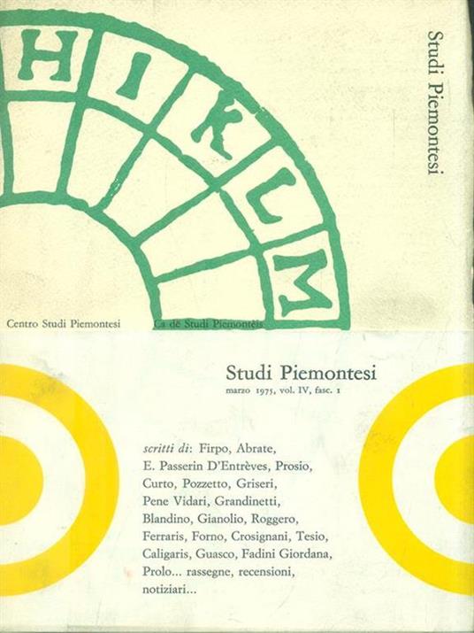 Studi Piemontesi Marzo 1975 Vol. IV fasc. I - copertina