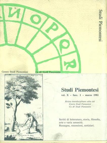 Studi Piemontesi Marzo 1981 Vol. X fasc. I - copertina