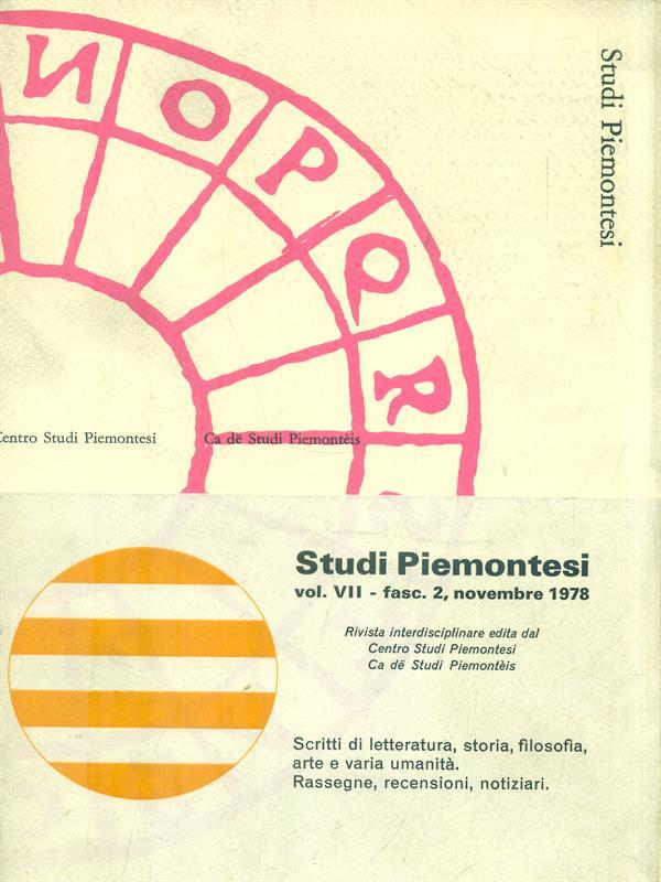 Studi Piemontesi Marzo 1978 Vol. VII fasc. 2