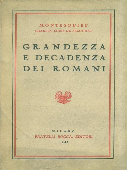 Grandezza e decadenza dei romani - Charles L. de Montesquieu - copertina