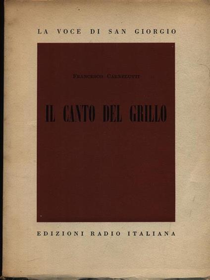 Il canto del grillo - Francesco Carnelutti - copertina