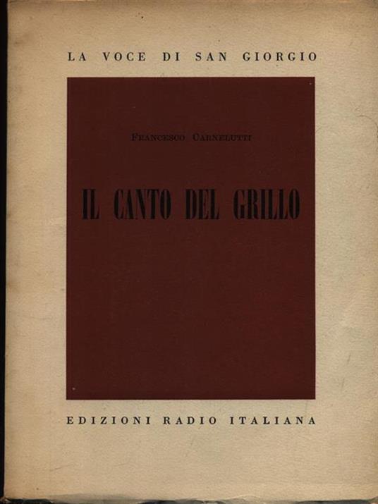 Il canto del grillo - Francesco Carnelutti - copertina