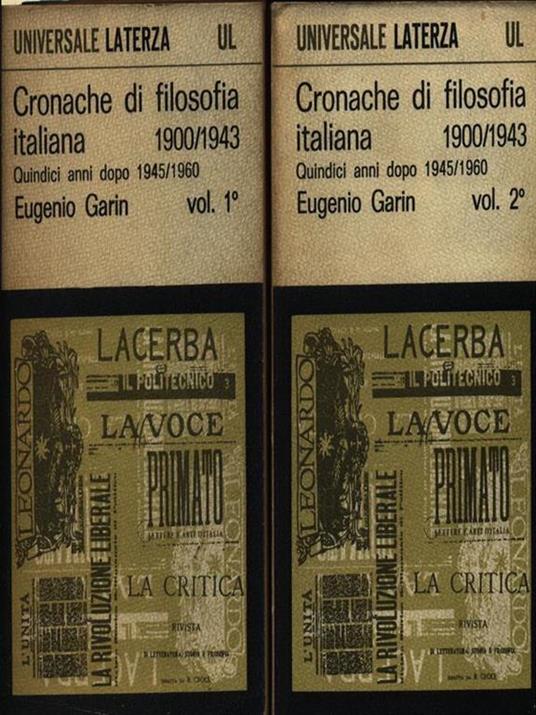 Cronache di filosofia italiana 2vv - Eugenio Garin - copertina