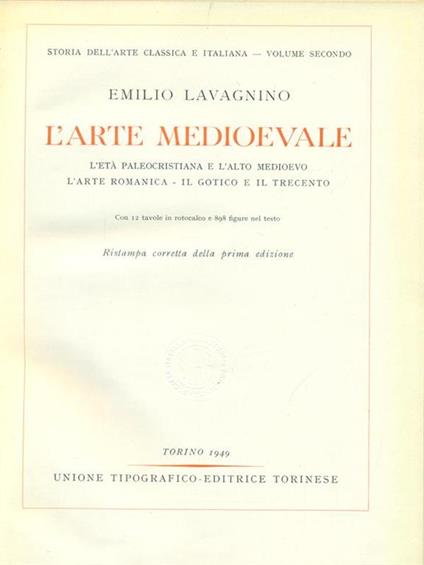 L' arte medioevale - Emilio Lavagnino - copertina
