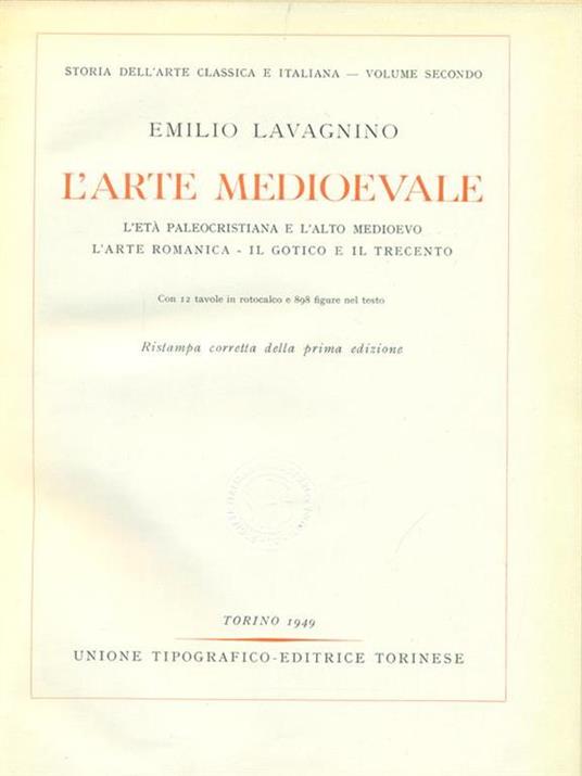 L' arte medioevale - Emilio Lavagnino - copertina