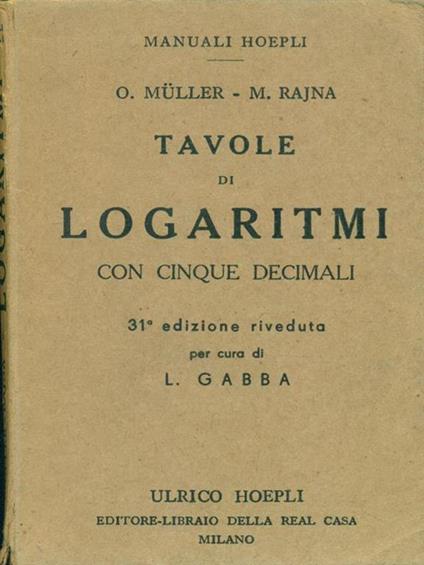 Tavole di logaritmi - copertina