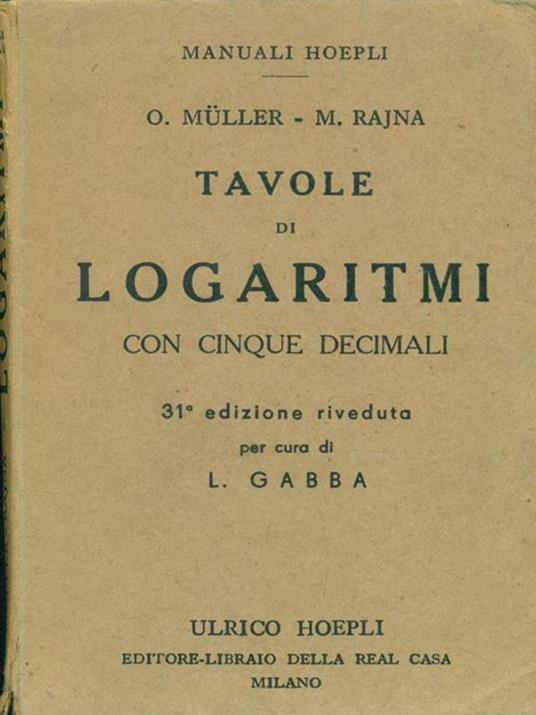 Tavole di logaritmi - copertina