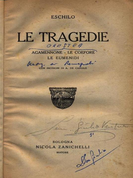 Le tragedie - Eschilo - copertina