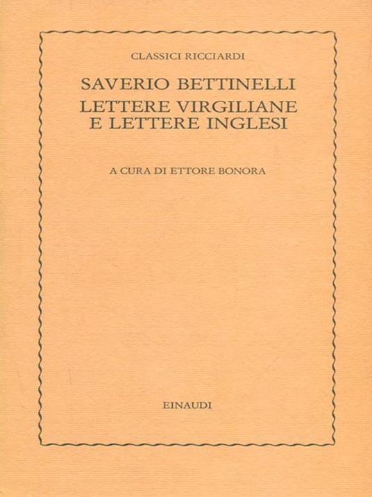Lettere virgiliane e lettere inglesi - Saverio Bettinelli - copertina