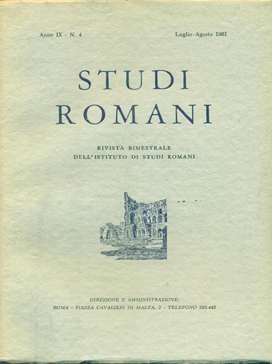   Studi romani Anno IX. N.4 / Luglio-agosto 1961 - copertina