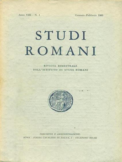   Studi romani Anno VIII- N. 1/ gennaio -febbraio 1960 - copertina