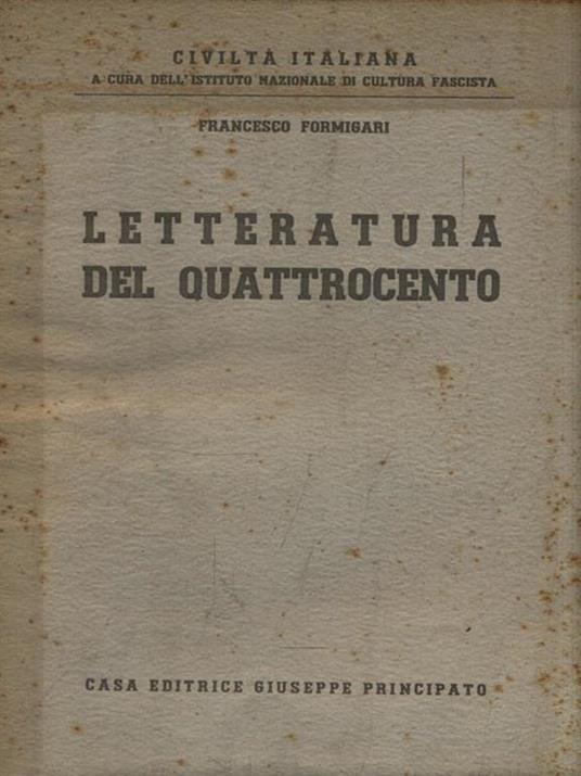   Letteratura del quattrocento - Francesco Formigari - copertina