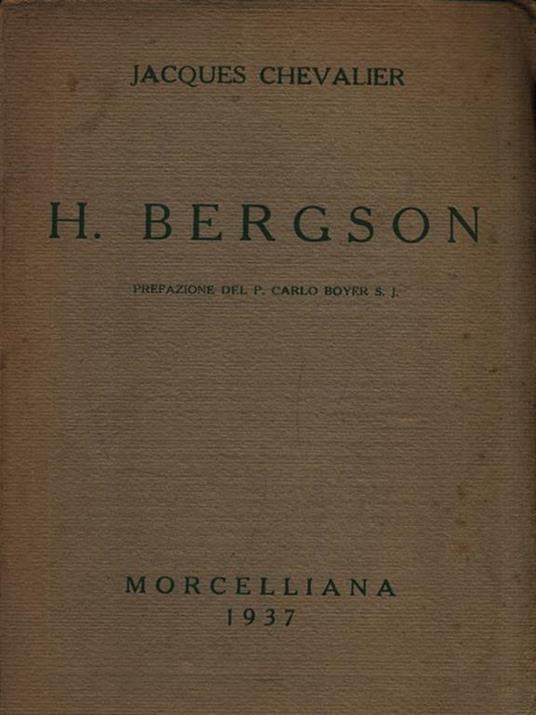   H. Bergson - Jacques Chevalier - copertina