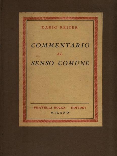   Commentario al senso comune - Dario Reiter - copertina