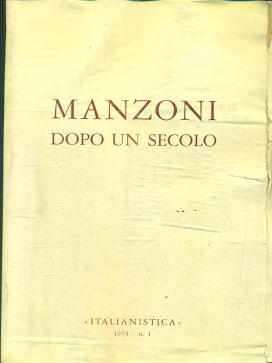 Manzoni dopo un secolo - copertina