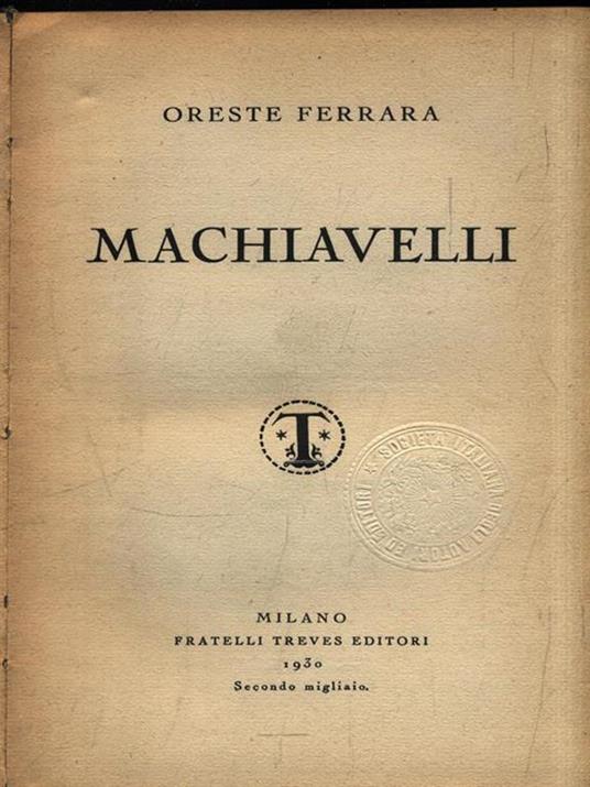 Machiavelli - Oreste Ferrara - copertina