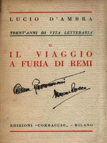 Il viaggio a furia di remi - Lucio D'Ambra - copertina