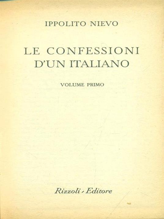 Confessioni di un italiano Volume 1 - Ippolito Nievo - copertina