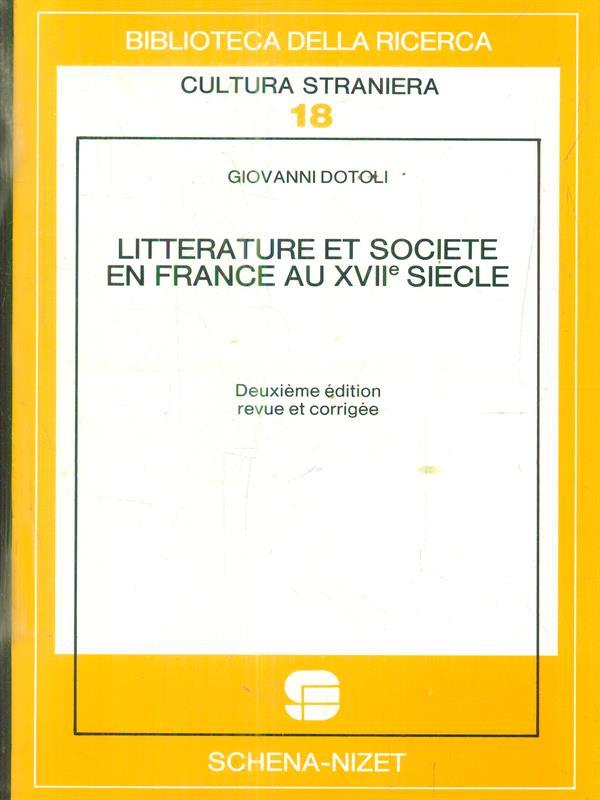 Litterature et societé en France au XVII siècle
