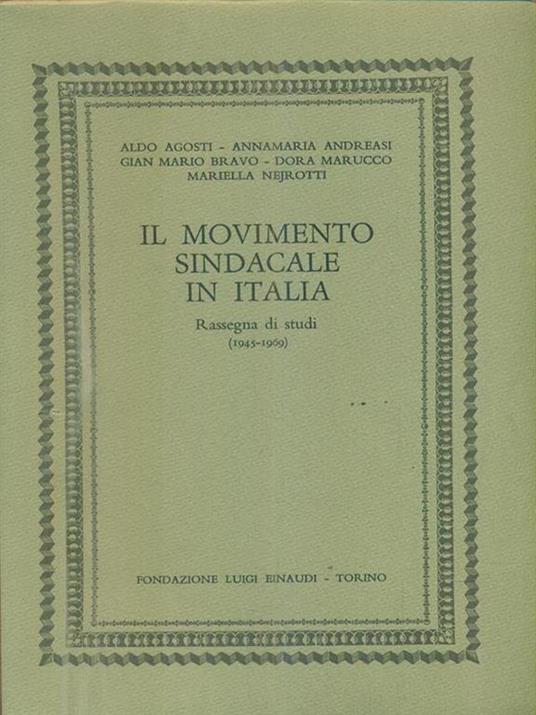 Il movimento sindacale in Italia - copertina