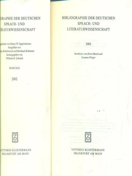 Bibliographie der deutschen Sprach und Literaturwissenschaft. Band XLII/2002 - copertina