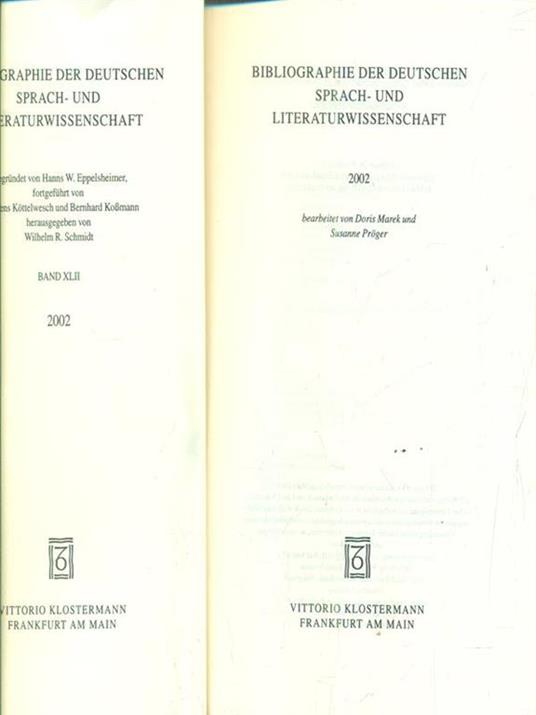 Bibliographie der deutschen Sprach und Literaturwissenschaft. Band XLII/2002 - copertina