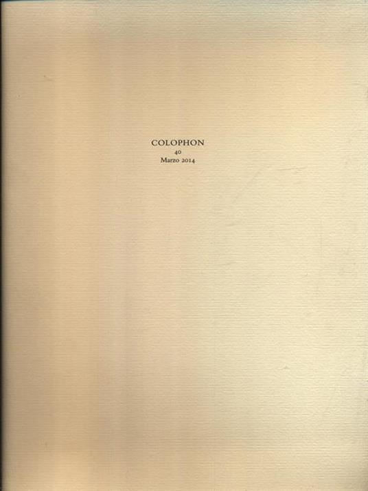 Colophon 40/marzo 2014 - copertina