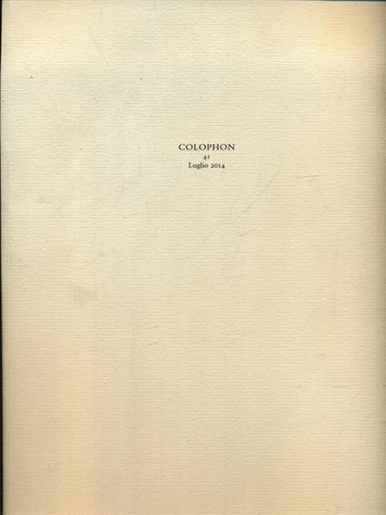 Colophon 41/luglio 2014 - copertina