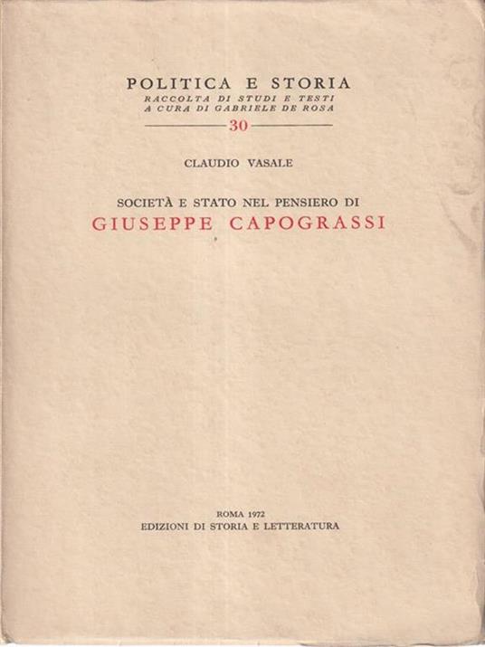 Società e Stato nel pensiero di Giuseppe Capograssi - Claudio Vasale - copertina