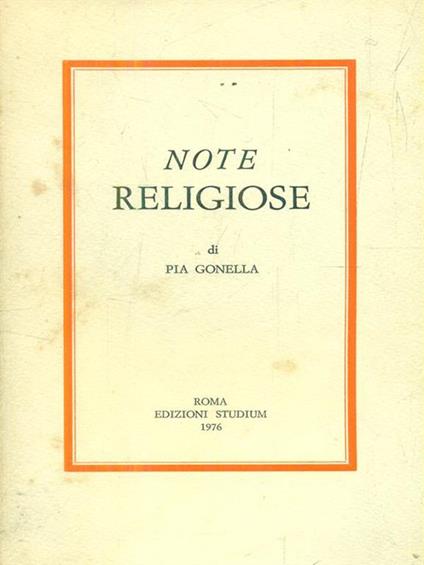 Note religiose - Pia Gonella - copertina