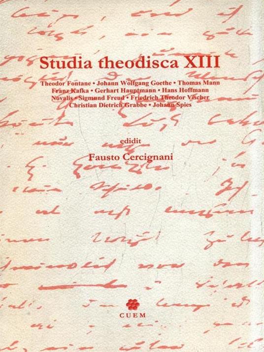 Studia theodisca XIII - Fausto Cercignani - copertina