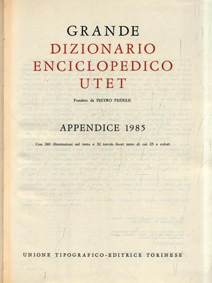 Grande Dizionario Enciclopedico. Appendice 1985 - copertina