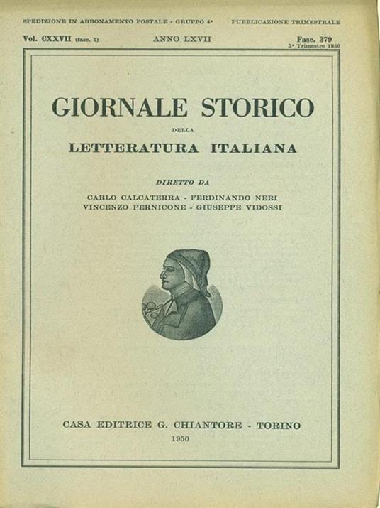 Giornale storico della letteratura italiana Fasc. 379 Vol. CXXVII - copertina