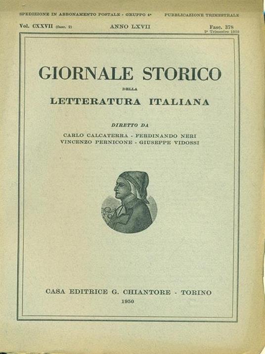 Giornale storico della letteratura italiana Fasc. 378 Vol. CXXVII - copertina