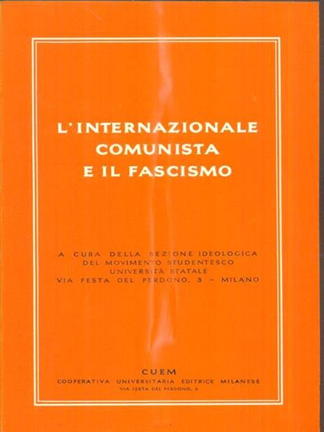 L' Internazionale Comunista e il fascismo - copertina