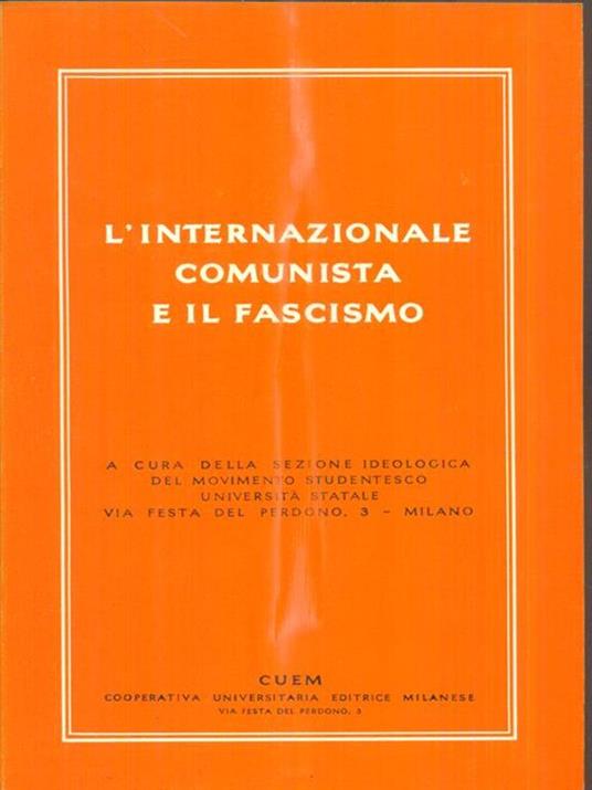 L' Internazionale Comunista e il fascismo - copertina