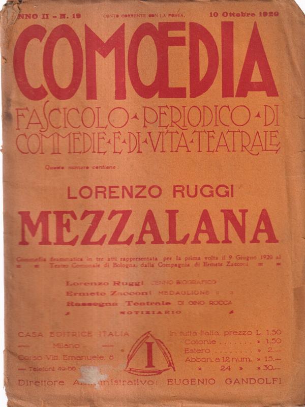 Comoedia fascicolo periodico di commedie e di vita teatrale, anno II, n. 19, 10 ottobre 1920