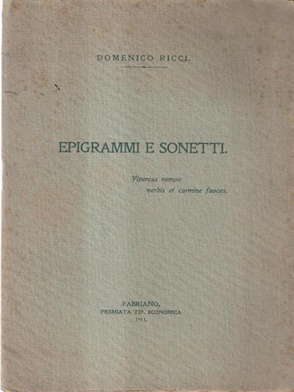 Epigrammi e sonetti - Domenico Ricci - copertina