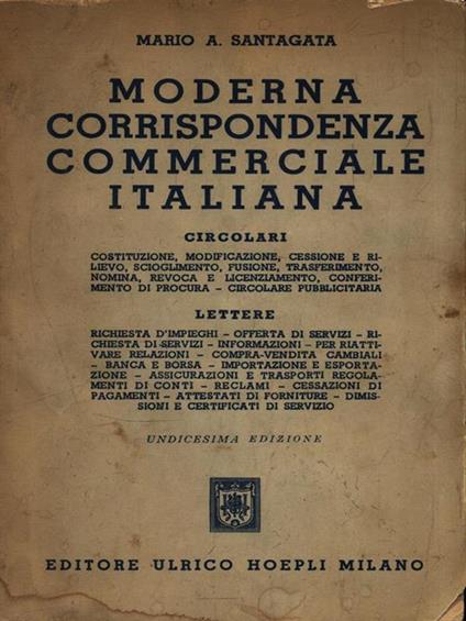 Moderna corrispondenza commerciale italiana - Mario A. Santagata - copertina