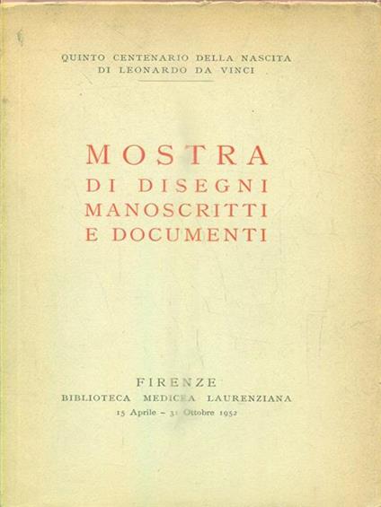 Mostra di disegni manoscritti e documenti - copertina