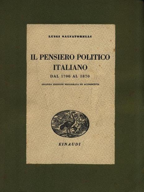 Il pensiero politico italiano - Luigi Salvatorelli - copertina