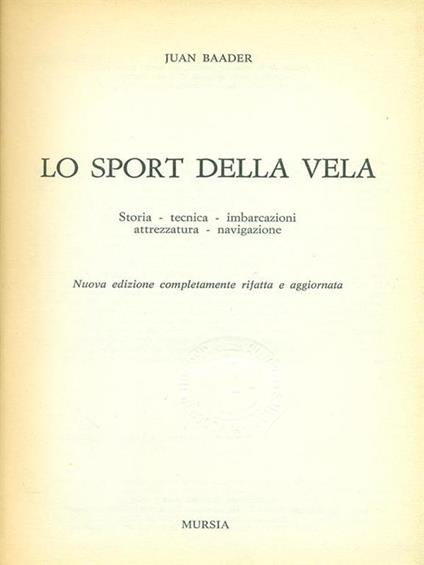 Lo sport della vela - Juan Baader - copertina