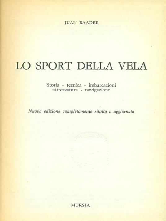 Lo sport della vela - Juan Baader - copertina