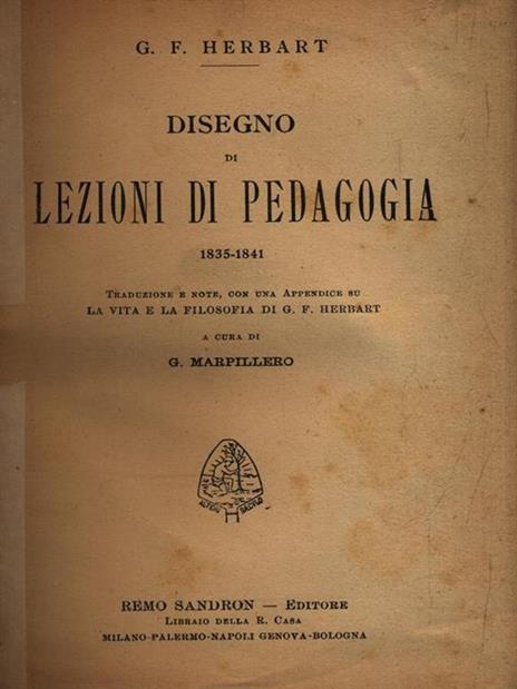 Disegno di Lezioni di Pedagogia - G. F. Herbart - copertina