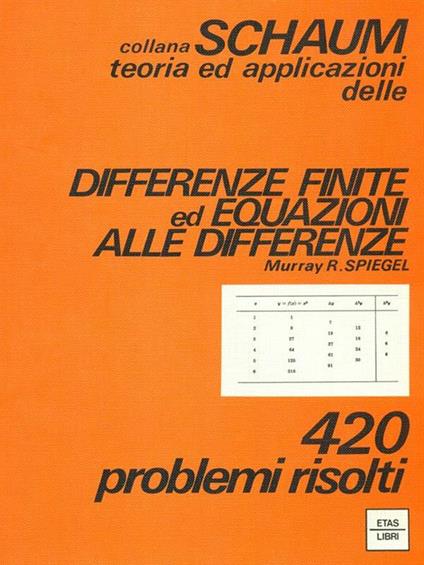 Differenze finite ed equazioni alle differenze - Murray R. Spiegel - copertina