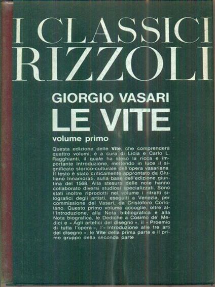 Le vite. Vol I - Giorgio Vasari - copertina