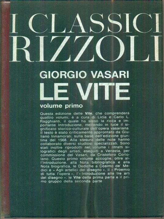 Le vite. Vol I - Giorgio Vasari - copertina