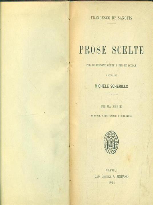 Prose scelte - Francesco De Sanctis - copertina